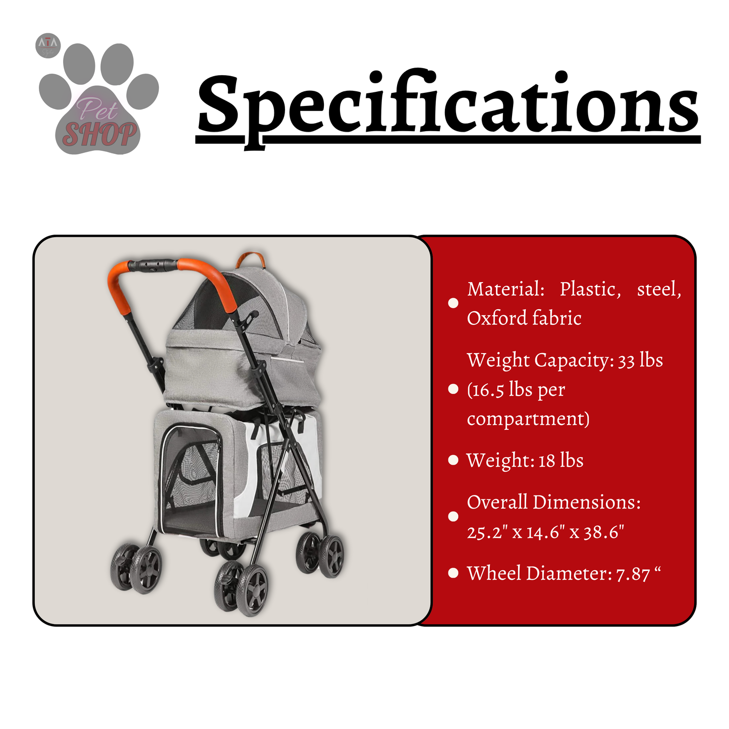 Double Cabin Pet Stroller