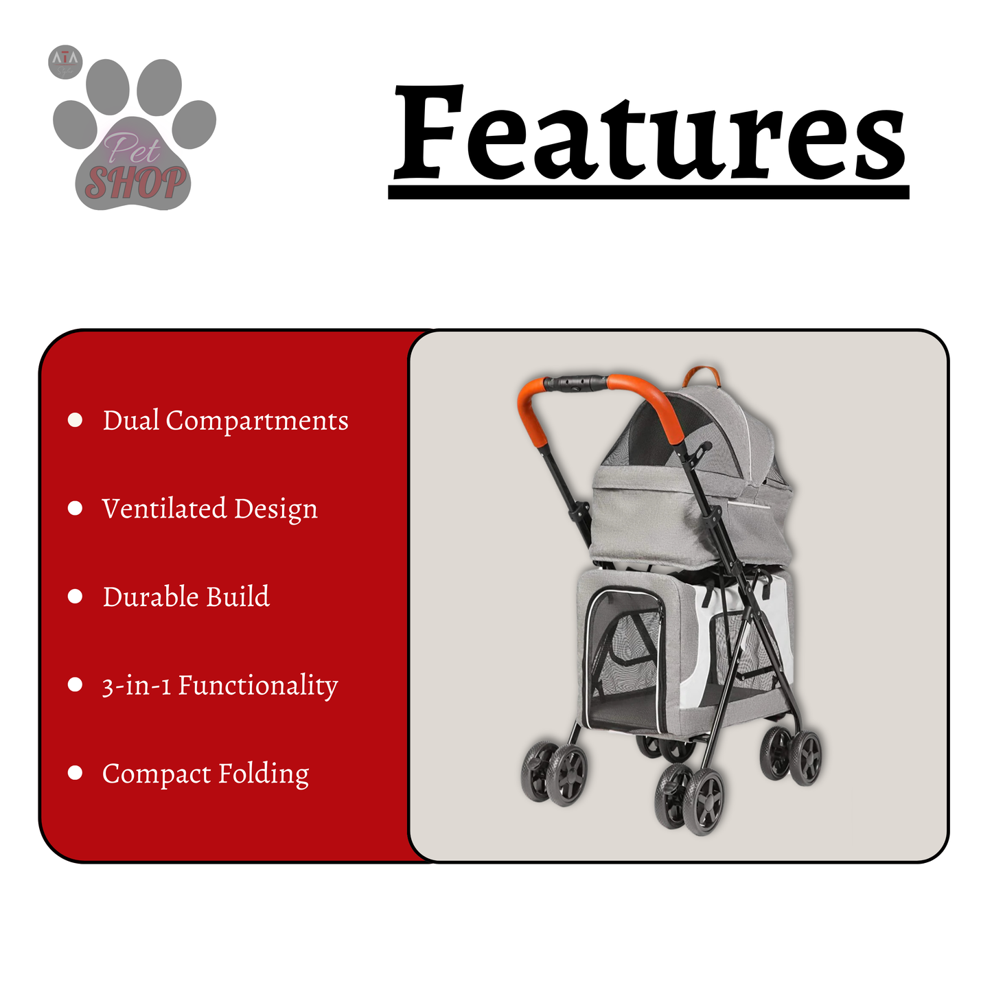 Double Cabin Pet Stroller