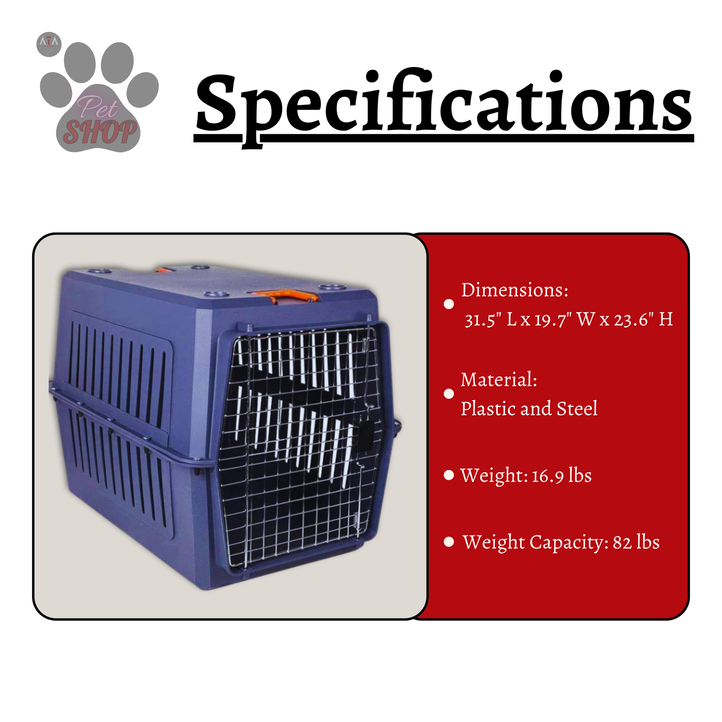 Durable Plastic Pet Carrier Cage