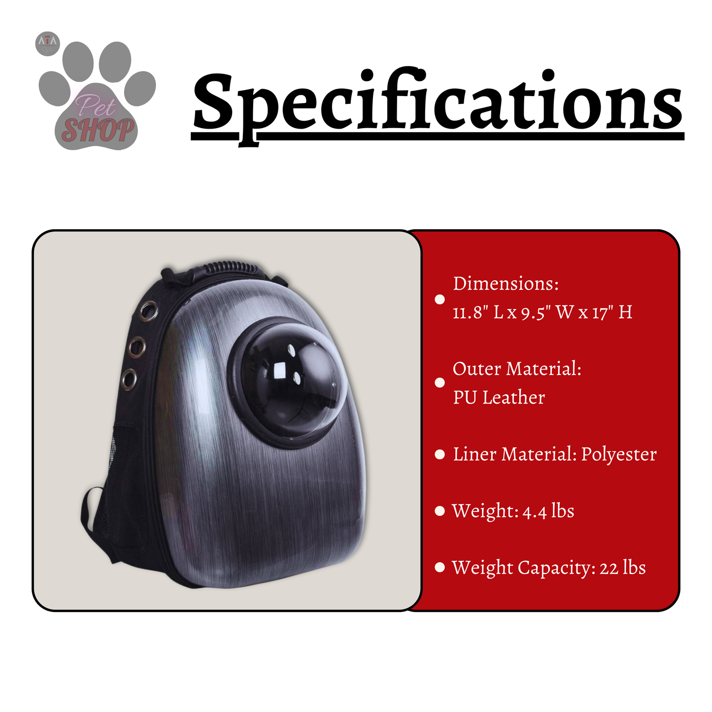 Hard-Shell Pet Carrier Backpack