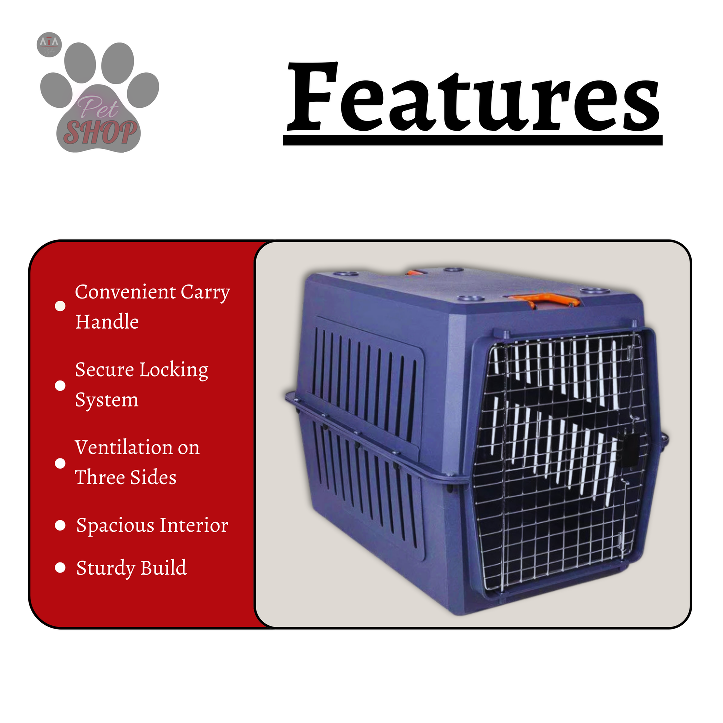 Durable Plastic Pet Carrier Cage