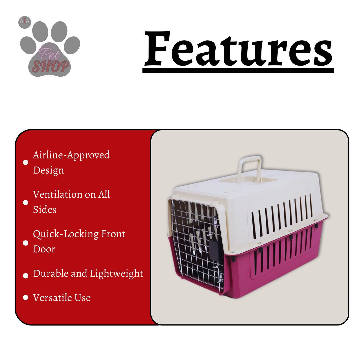 Plastic Pet Carrier Cage (Large)